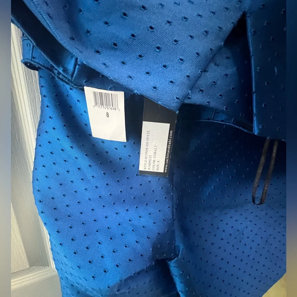 Sachin & Babi Noir Cobalt blue Strapless Peplum Textured Jumpsuit NWT - Picture 6 of 8